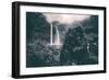 Moody Wailua Falls in Black and White, Kauai Hawaii-Vincent James-Framed Photographic Print