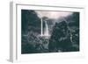 Moody Wailua Falls in Black and White, Kauai Hawaii-Vincent James-Framed Photographic Print