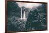 Moody Wailua Falls in Black and White, Kauai Hawaii-Vincent James-Framed Photographic Print