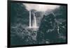 Moody Wailua Falls in Black and White, Kauai Hawaii-Vincent James-Framed Photographic Print