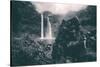 Moody Wailua Falls in Black and White, Kauai Hawaii-Vincent James-Stretched Canvas