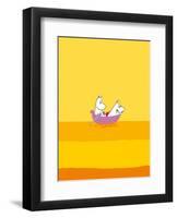 Moomintroll and Snorkmaiden Relaxing in Their Boat-Tove Jansson-Framed Art Print