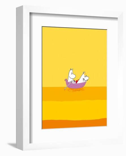 Moomintroll and Snorkmaiden Relaxing in Their Boat-Tove Jansson-Framed Art Print