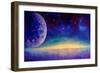Moon Against a Starry Night-Valery Rybakow-Framed Art Print