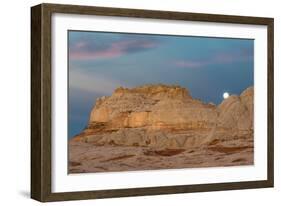 Moon and clouds at sunrise, Vermillion Cliffs, White Pocket wilderness, Bureau of Land Management, -Howie Garber-Framed Photographic Print