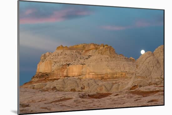 Moon and clouds at sunrise, Vermillion Cliffs, White Pocket wilderness, Bureau of Land Management, -Howie Garber-Mounted Photographic Print