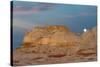 Moon and clouds at sunrise, Vermillion Cliffs, White Pocket wilderness, Bureau of Land Management, -Howie Garber-Stretched Canvas