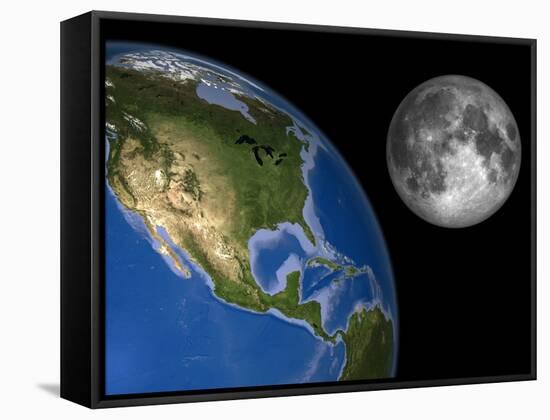 Moon And Earth, Artwork-Walter Myers-Framed Stretched Canvas