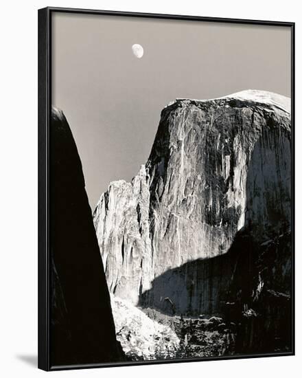 Moon and Half Dome-Ansel Adams-Framed Art Print