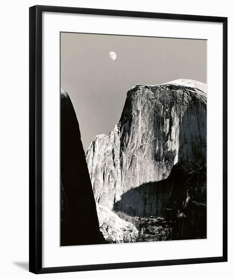 Moon and Half Dome-Ansel Adams-Framed Art Print