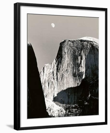 Moon and Half Dome-Ansel Adams-Framed Art Print