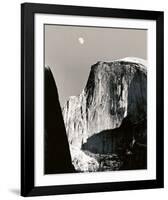 Moon and Half Dome-Ansel Adams-Framed Art Print