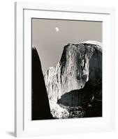 Moon and Half Dome-Ansel Adams-Framed Art Print