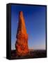 Moon and sandstone spire at Arches National Park-Scott T. Smith-Framed Stretched Canvas