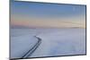 Moon and snowy mountain road, Iceland-Panoramic Images-Mounted Photographic Print