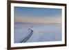 Moon and snowy mountain road, Iceland-Panoramic Images-Framed Photographic Print