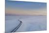 Moon and snowy mountain road, Iceland-Panoramic Images-Mounted Photographic Print