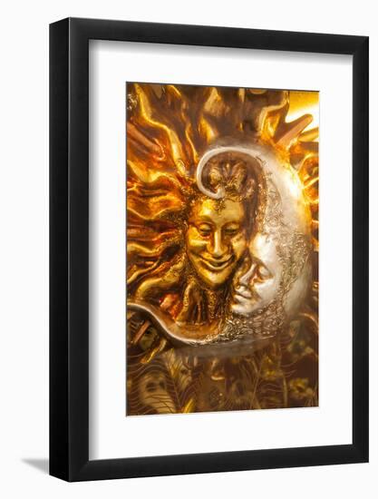 Moon and Sun Carnival Mask Decorations, Venice, Veneto, Italy, Europe-Guy Thouvenin-Framed Photographic Print