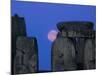 Moon Behind Stonehenge, UNESCO World Heritage Site, Wiltshire, England, United Kingdom, Europe-Charles Bowman-Mounted Photographic Print