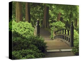 Moon Bridge after the Rain: Portland Japanese Garden, Portland, Oregon, USA-Michel Hersen-Stretched Canvas