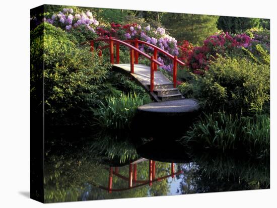 Moon Bridge and Pond in a Japanese Garden, Seattle, Washington, USA-Jamie & Judy Wild-Stretched Canvas