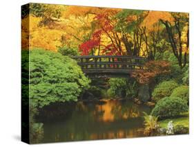 Moon Bridge in Autumn: Portland Japanese Garden, Portland, Oregon, USA-Michel Hersen-Stretched Canvas