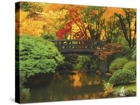 Moon Bridge in Autumn: Portland Japanese Garden, Portland, Oregon, USA-Michel Hersen-Stretched Canvas