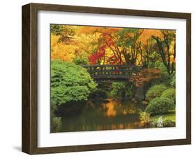 Moon Bridge in Autumn: Portland Japanese Garden, Portland, Oregon, USA-Michel Hersen-Framed Premium Photographic Print