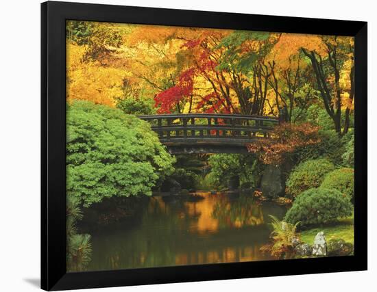 Moon Bridge in Autumn: Portland Japanese Garden, Portland, Oregon, USA-Michel Hersen-Framed Premium Photographic Print