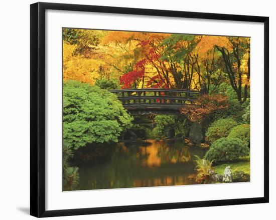 Moon Bridge in Autumn: Portland Japanese Garden, Portland, Oregon, USA-Michel Hersen-Framed Photographic Print