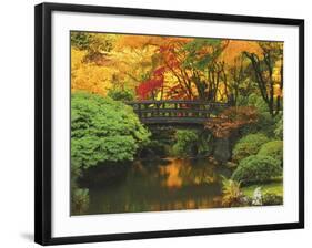 Moon Bridge in Autumn: Portland Japanese Garden, Portland, Oregon, USA-Michel Hersen-Framed Photographic Print