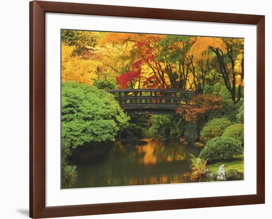 Moon Bridge in Autumn: Portland Japanese Garden, Portland, Oregon, USA-Michel Hersen-Framed Photographic Print