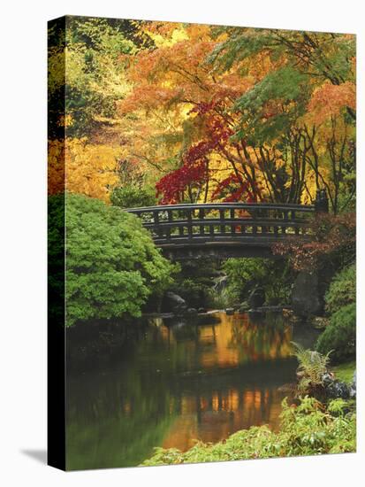 Moon Bridge in Autumn: Portland Japanese Garden, Portland, Oregon, USA-Michel Hersen-Stretched Canvas