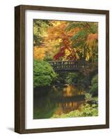 Moon Bridge in Autumn: Portland Japanese Garden, Portland, Oregon, USA-Michel Hersen-Framed Photographic Print