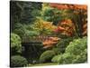Moon Bridge in Autumn: Portland Japanese Garden, Portland, Oregon, USA-Michel Hersen-Stretched Canvas