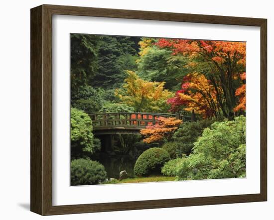 Moon Bridge in Autumn: Portland Japanese Garden, Portland, Oregon, USA-Michel Hersen-Framed Photographic Print