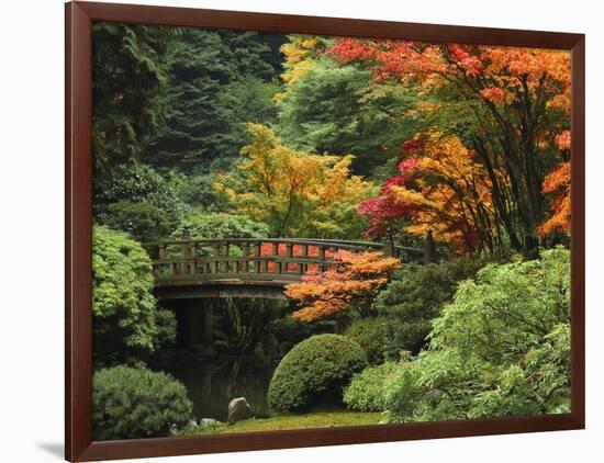 Moon Bridge in Autumn: Portland Japanese Garden, Portland, Oregon, USA-Michel Hersen-Framed Photographic Print