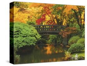 Moon Bridge in Autumn: Portland Japanese Garden, Portland, Oregon, USA-Michel Hersen-Stretched Canvas