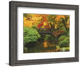 Moon Bridge in Autumn: Portland Japanese Garden, Portland, Oregon, USA-Michel Hersen-Framed Photographic Print