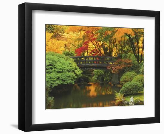 Moon Bridge in Autumn: Portland Japanese Garden, Portland, Oregon, USA-Michel Hersen-Framed Photographic Print