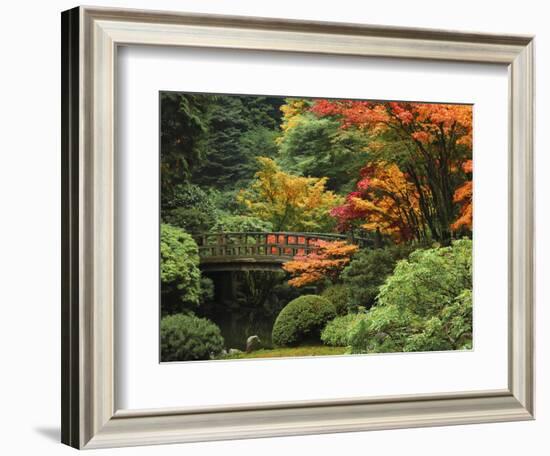 Moon Bridge in Autumn: Portland Japanese Garden, Portland, Oregon, USA-Michel Hersen-Framed Photographic Print