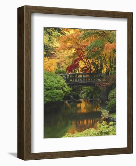 Moon Bridge in Autumn: Portland Japanese Garden, Portland, Oregon, USA-Michel Hersen-Framed Photographic Print