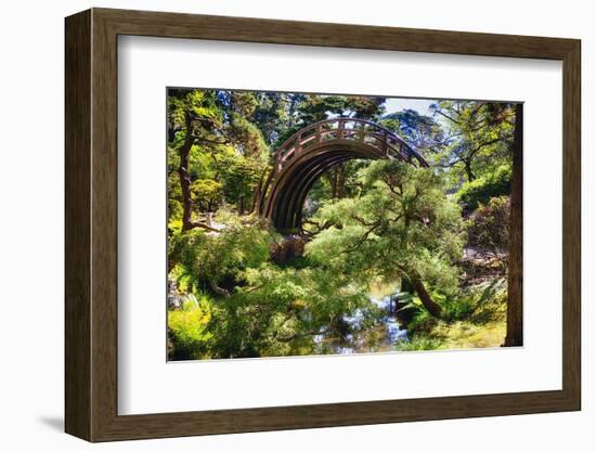 Moon Bridge Over a Small Creek-George Oze-Framed Photographic Print