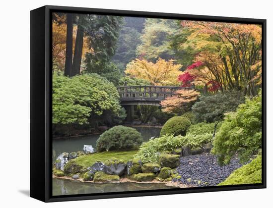 Moon Bridge, Portland Japanese Garden, Oregon, USA-William Sutton-Framed Stretched Canvas