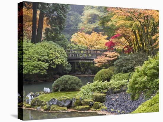 Moon Bridge, Portland Japanese Garden, Oregon, USA-William Sutton-Stretched Canvas