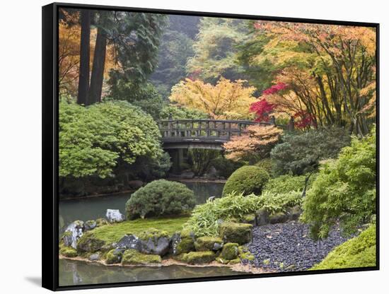 Moon Bridge, Portland Japanese Garden, Oregon, USA-William Sutton-Framed Stretched Canvas