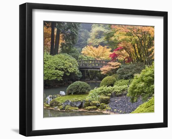 Moon Bridge, Portland Japanese Garden, Oregon, USA-William Sutton-Framed Premium Photographic Print