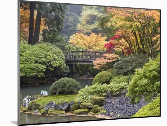 Moon Bridge, Portland Japanese Garden, Oregon, USA-William Sutton-Mounted Premium Photographic Print