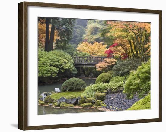 Moon Bridge, Portland Japanese Garden, Oregon, USA-William Sutton-Framed Photographic Print