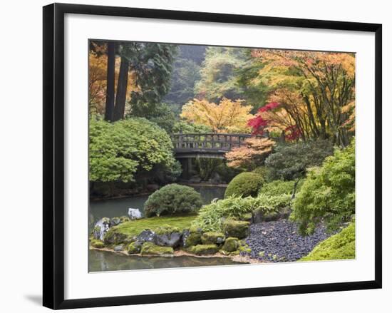 Moon Bridge, Portland Japanese Garden, Oregon, USA-William Sutton-Framed Photographic Print